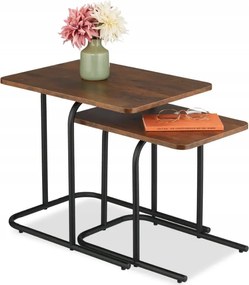 2 Db-os Fa Loft Industrial Nappali Oldalasztal Szett