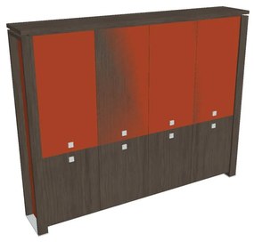 Verno+ S magas szekrény 260 x 46 x 210 cm, kombinált ajtó, antracit tölgy / narancs