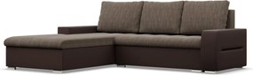 Toronto sarokkanapé, 2 ágyneműtartóval, fonott + műbőr, baloldali, barna