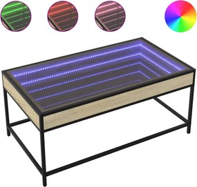 vidaXL sonoma tölgy végtelen hatású LED-es dohányzóasztal 90x50x41 cm