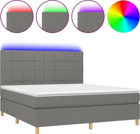 vidaXL sötétszürke szövet rugós és LED-es ágy matraccal 160x200 cm