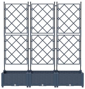 Kerti Cserép Trellis-szel 3 db Szürke 120x40x125.5 cm