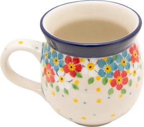 Bögre cseh hordó 330 ml Művészi kerámia Bolesławiec Virágok 2413