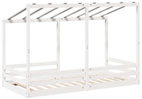 fehér tömör fenyőfa gyerekágy tetővel 100 x 200 cm