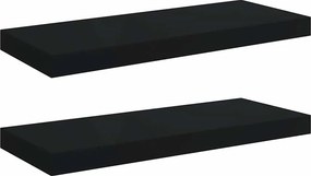 vidaXL 2 db fekete MDF lebegő fali polc 60 x 23,5 x 3,8 cm