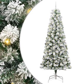 vidaXL Műanyag Hajtogatós Karácsonyfa 300 LED-del Zöld és Fehér 240 cm