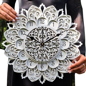 Dekoratív, Áttört Falióra, Mandala, Virág, Csendes, Kézzel Készített, Ajándék