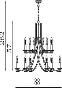 Searchlight 41612-12SB - ASCONA láncos csillár 12xE14/60W/230V