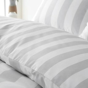 Fehér-szürke kétszemélyes ágyneműhuzat 200x200 cm Cove Stripe – Catherine Lansfield