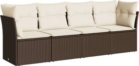vidaXL 4 részes barna polyrattan kerti ülőgarnitúra párnákkal