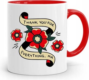 Piros Ajándék Bögre Anyukáknak Thank You fényképes nyomattal
