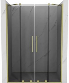 Mexen Velar Duo, tolózuhanyajtó nyitáshoz 140 cm, 8mm szürke üveg, arany matt, 871-140-000-42-55