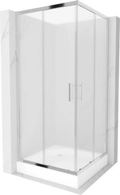 Mexen Rio 90 x 90 cm-es, szögletes zuhanykabin, deres, króm + fehér zuhanytálca - 860-090-090-01-30-4510