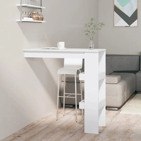 Magasfényű fehér fatermék fali bárasztal 102 x 45 x 103,5cm