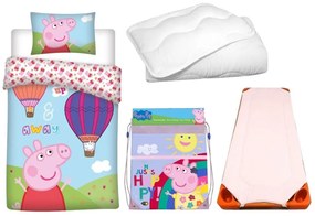 Peppa malac gyerek, ovis ágyneműhuzat, derékalj, tornazsák és paplan/párna szett 100x135 cm 40x60 cm (Away)