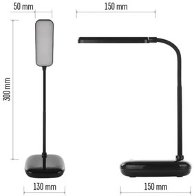 LED Dimmelhető flexibilis asztali lámpa LED/12W/230V 3000K/4000K/6500K fekete