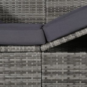szürke polyrattan napellenzős kerti ágy 205 x 62 cm