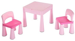 New Baby gyerek asztal és szék szett 3 db, rózsaszín