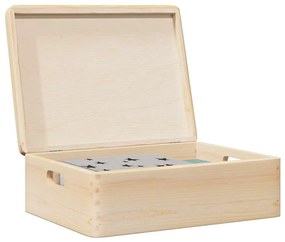 Fa doboz fedéllel és fogantyúkkal 40x30x13 cm tömör fa fenyő