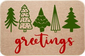 Karácsonyi Lábtörlő lenvászon bejárat karácsonyfával Üdvözlet greetings