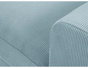 Világoskék kordbársony kinyitható tárolóhelyes sarokkanapé (bal oldali-heverő résszel) Kyoto – Cosmopolitan Design