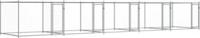 vidaXL szürke horganyzott acél kutyaketrec ajtókkal 10 x 2 x 1,5 m