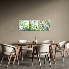 Kép - Festett réti virágok (órával) (90x30 cm)
