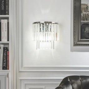 Brilagi - LED Fali kristály lámpa MOZART 2xE14/40W/230V fényezett króm