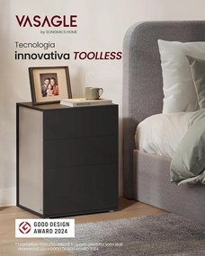 VASAGLE éjjeliszekrény, szupergyors, szerszám nélküli összeszerelés, 35 x 45 x 58,7 cm, tintafekete