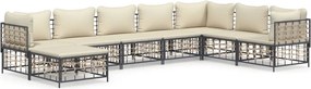 vidaXL 8 részes antracitszürke polyrattan kerti ülőgarnitúra párnákkal