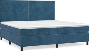 vidaXL sötétkék bársony rugós ágy matraccal 200x200 cm