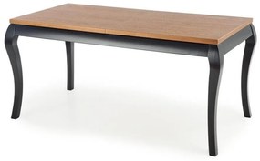 Asztal Houston 1202Sötét tölgy, Fekete, 76x90x160cm, Hosszabbíthatóság, Természetes fa furnér, Fa