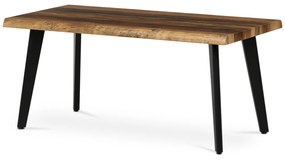 Măsuță de cafea 120x60x55 cm, blat MDF, decor lemn învechit, metal, picioare negre