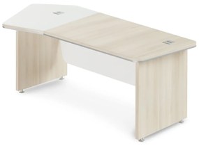 TopOffice Premium ergonomikus asztal 227,1 x 109,6 cm, bal, világos akác / fehér