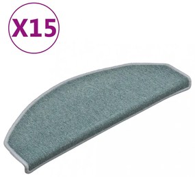 15 db-os lépcsőszőnyegek 65 x 24 x 4 cm, tengerkék, félkör alakú, nagy