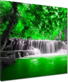 Vászonkép 90x90 Zöld vízesés Kaszkád