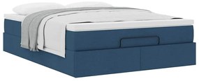 Ottomán ágykeret matraccal Kék 140x190cm anyaggal