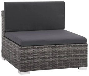 6 darabos szürke polyrattan kerti bútor szett párnákkal