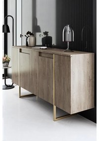 Konzolasztal Luxe - Walnut, Gold