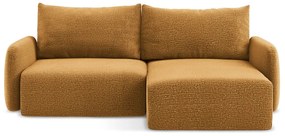 Narancssárga kinyitható-tárolóhelyes sarokkanapé (jobb oldali) Kalena – Makamii