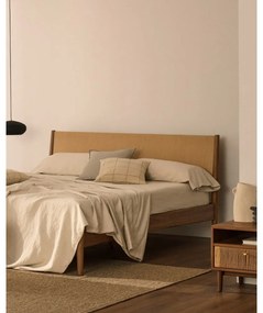 Sötétbarna franciaágy ágyráccsal 160x200 cm Elan – Kave Home