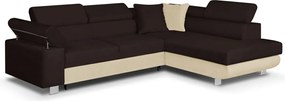 FREDO sarokkanapé, jobb oldali, kinyitható Sötétbarna/bézs