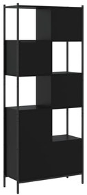 fekete szerelt fa könyvszekrény 72x28x172 cm