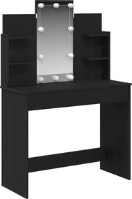 vidaXL Öltözködőasztal fiókkal Fekete tölgy 96 x 39 x 142 cm Faanyag
