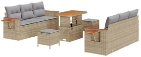 vidaXL Kerti Kanapé Szett párnával 9 pcs Beige és Világosszürke