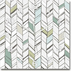 Nagyméretű edzett üveg falióra halszálka mintás 60x60