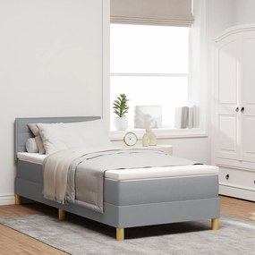 Box Spring ágy matraccal Világosszürke 90x200 cm Szövet