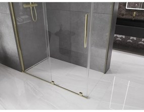 Mexen Velar, zuhanykabin tolóajtóval 150 (ajtó) x 90 (fal) cm, 8mm átlátszó üveg, arany fényes, 871-150-090-01-50