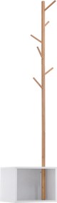 HOMCOM Kabátállvány Cipőtartó Fával Modern 6 Akasztóval Ruha és Táska Akasztására Padlóval és Tárolóval Előszobába Bambuszból és MDF-ből 40x30x180cm |