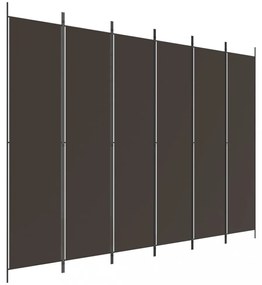 6 paneles barna szövet paraván 300 x 220 cm